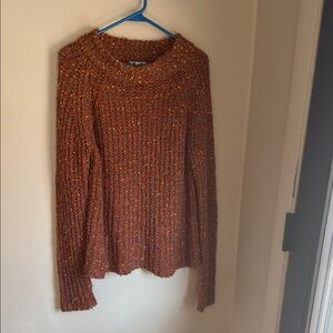 ONE WORLD Rust Orange Speckled Cowl Sweater